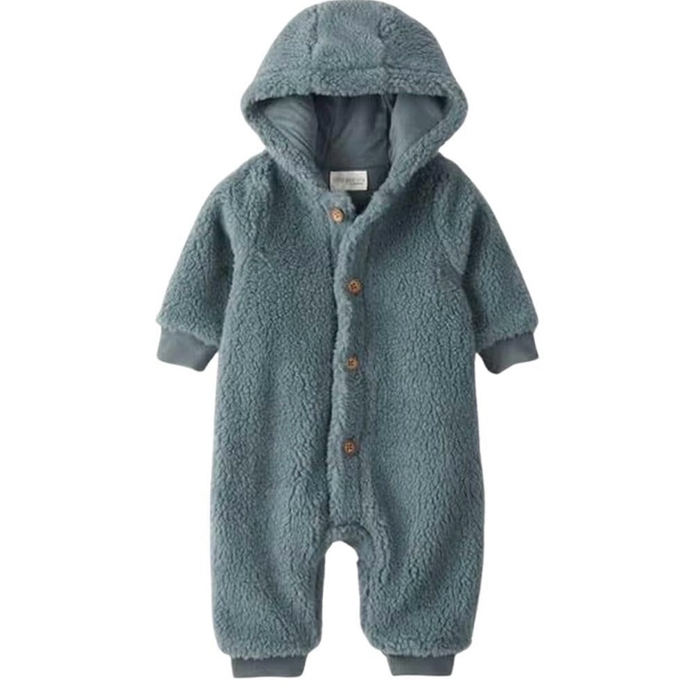Soft Blue Hooded Kids Footie